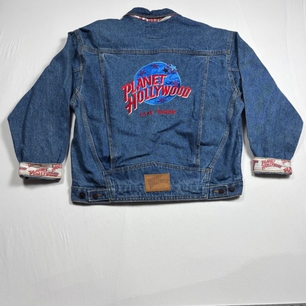 Vintage Planet Hollywood Lake Tahoe Denim Trucker Jacket Blue Mens Medium
